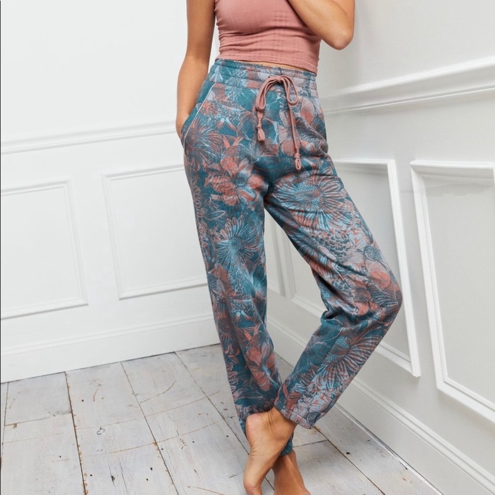 Anthropologie Camilla Floral Knit Joggers